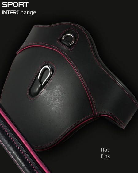 Black Leather Sport Interchange Close Contact Girth Hot Pink
