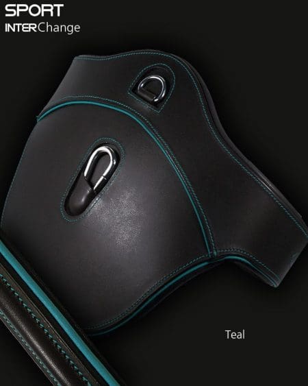 Black Leather Sport Interchange Close Contact Girth Teal