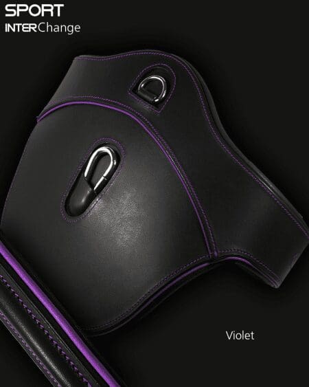 Black Leather Sport Interchange Close Contact Girth Violet