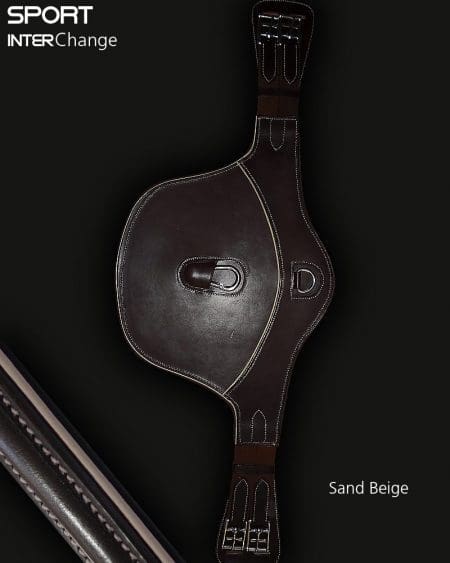 Brown Leather Sport Interchange Close Contact Girth Sand Beige