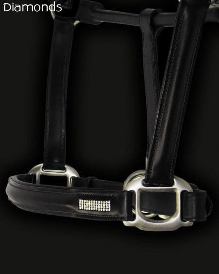 Black Leather Horse Head collar with Diamantes