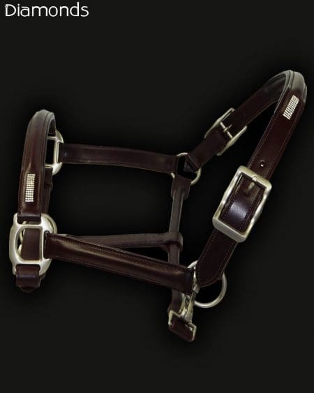 Brown Leather Diamante Horse Headcollar
