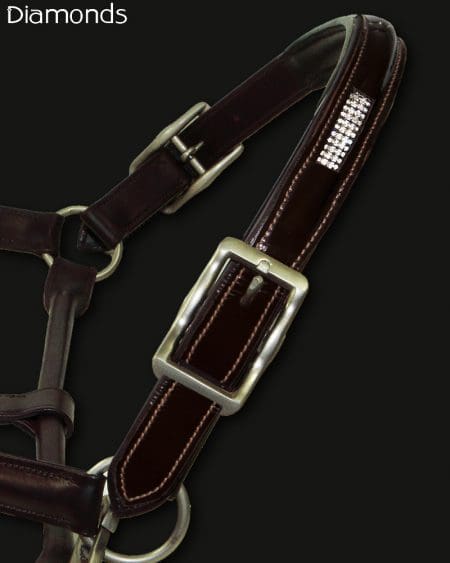 Brown Patent Leather Diamante Headcollar