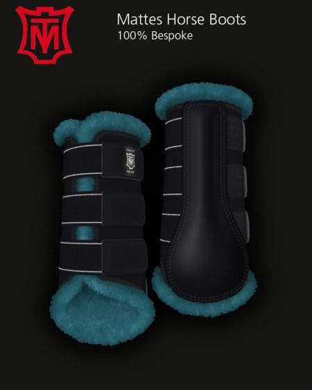 Mattes Bespoke Teal Sheepskin Horse Dressage Boots