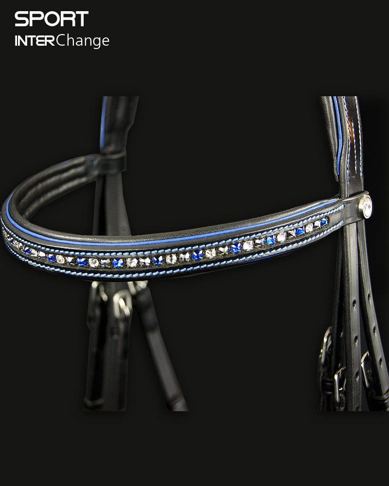 Sport Crystal Browband with Royal Blue Piping