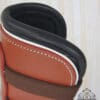 Pink Equine Sport Tendon Boot Close up Tan Leather