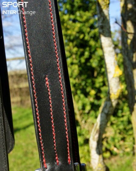 Stirrup Leathers Close up of Contrasting Stitching