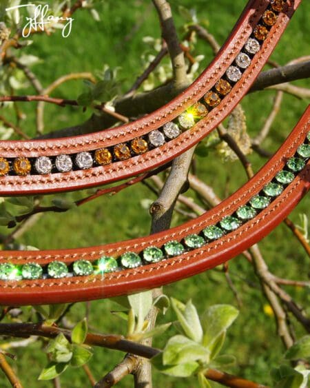 Tan Leather Bling Browbands with Swarovski Crystals