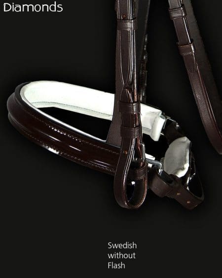 Swedish Noseband Brown Patent with White Padding