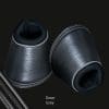 Black Leather Bell Boots Dove Grey Piping