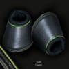Black Leather Bell Boots Kiwi Green Piping