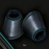 Black Leather Bell Boots Teal Piping