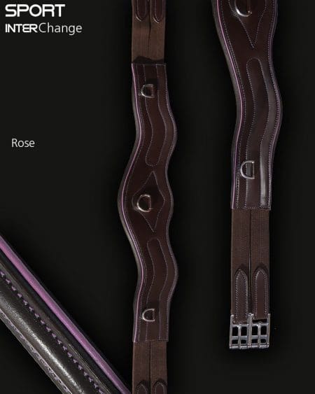 Sport Interchange Ergonomic Leather Girth with Rose Piping