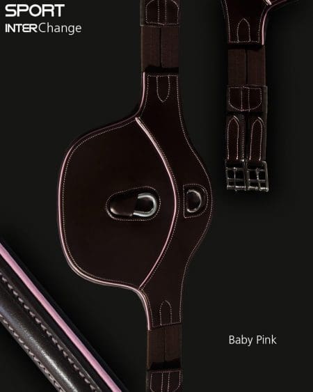 Sport Interchange Jumping Stud Girth with Baby Pink Piping