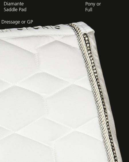 Diamante Saddle Pad White Close Up Rear