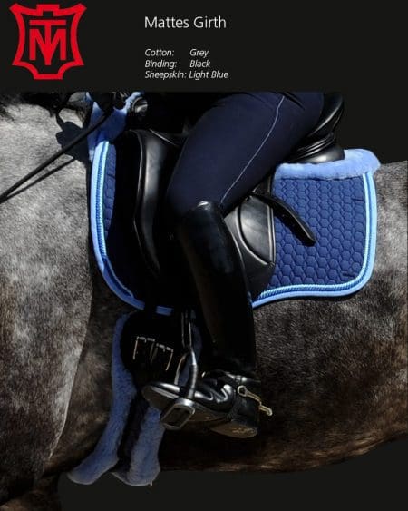 Mattes Blue combination Sheepskin Saddle Pad and Girth