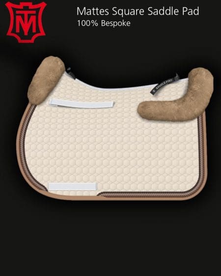 Mattes Champagne Cotton & Platinum sheepskin square saddle pad