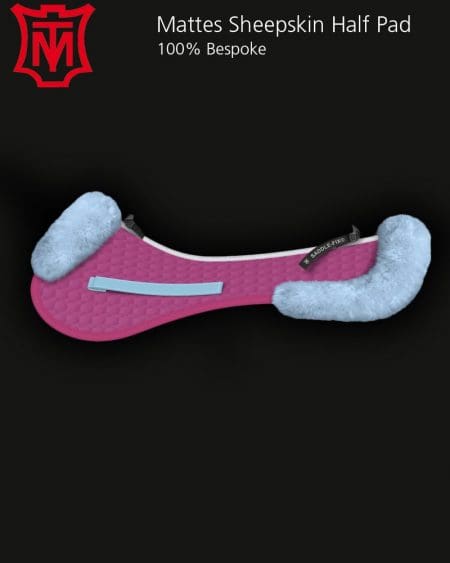 Mattes Cotton Fuschia and Light Blue Coloured Sheepskin Half Pad