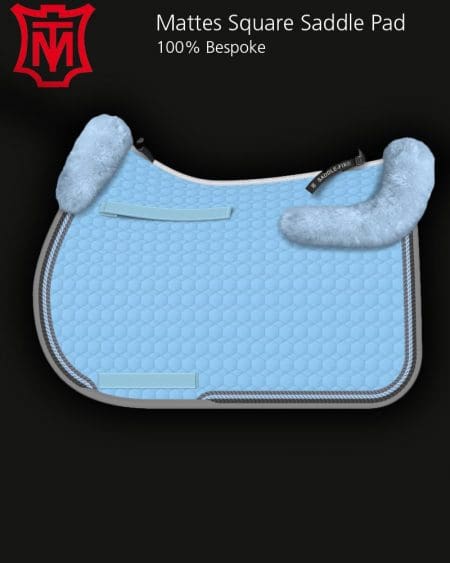 Mattes Light Blue Cotton & sheepskin square saddle pad