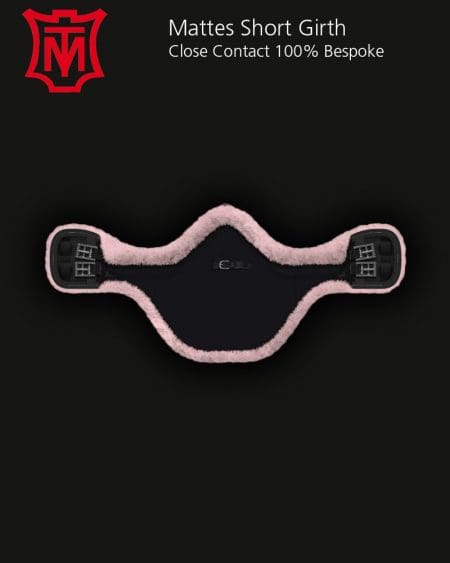 Mattes Short Show Jumping Belly Protector Girth with Pink Sheep Skin