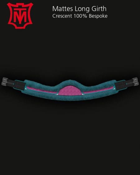 Turqouise and Pink Sheepskin Long Crescent Girth