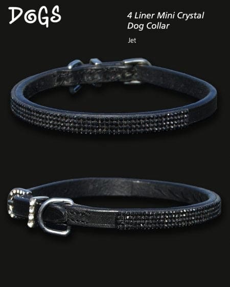 4 Liner Mini Crystal Dog Collar Jet