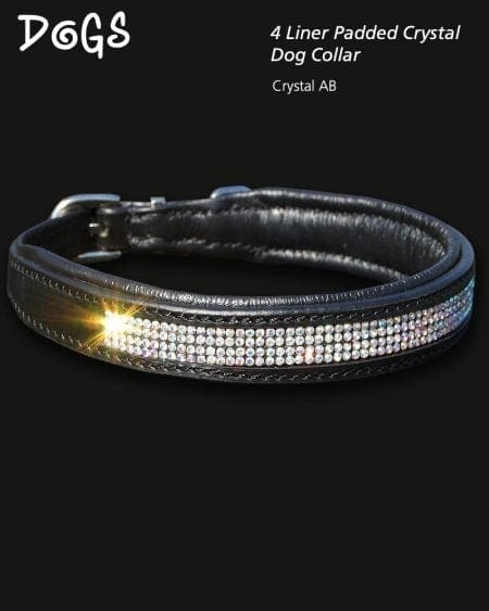 4 liner padded diamond crystal dog collar