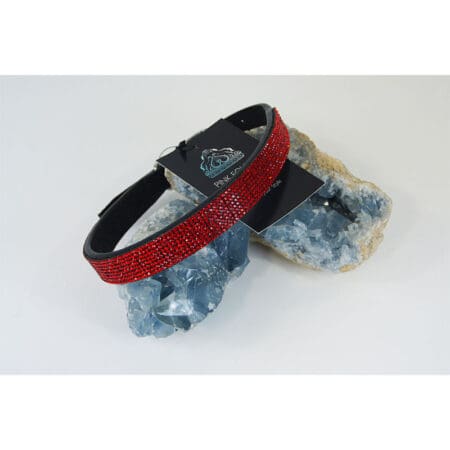 Dog Collar 8 Liner with Lt Siam Crystals