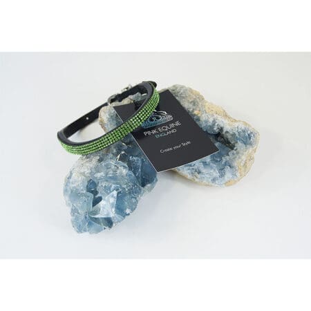 Dog Collar Leather wave Peridot Crystals