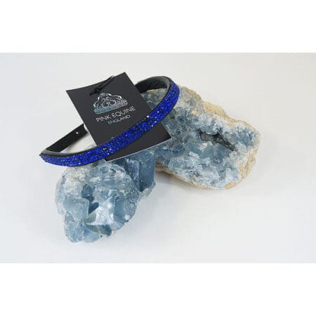 Dog Collar Leather wave Saphire Crystals