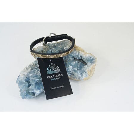 Dog Collar Leather with Lt Col Topaz Crystals