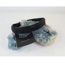 4 Liner Padded Crystal Dog Collar - Jet 30cm