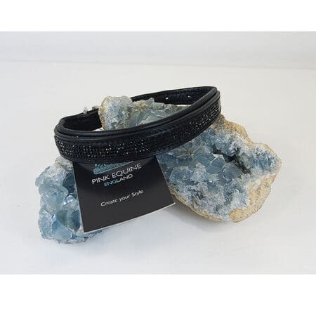 Dog Collar Padded with Jet Stones