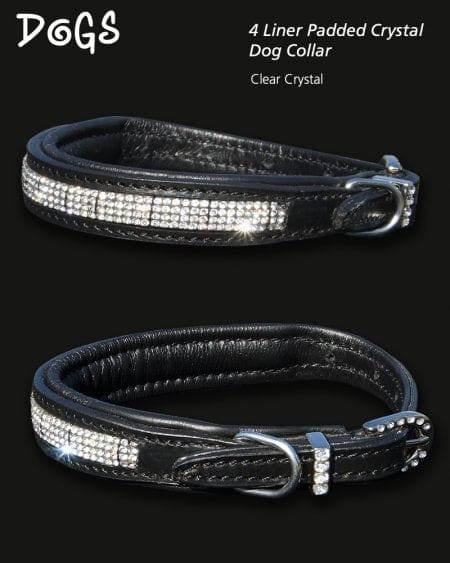 diamond crystal padded dog collar