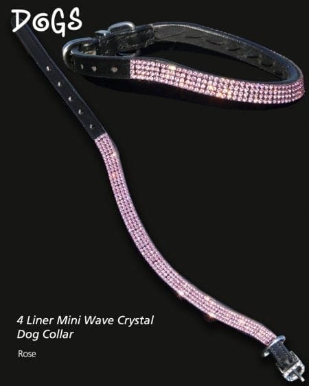Black leather diamond wave dog collars by Pink Equine