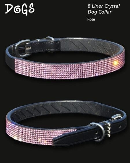 Rose Crystal Diamond Encrusted Dog Collar