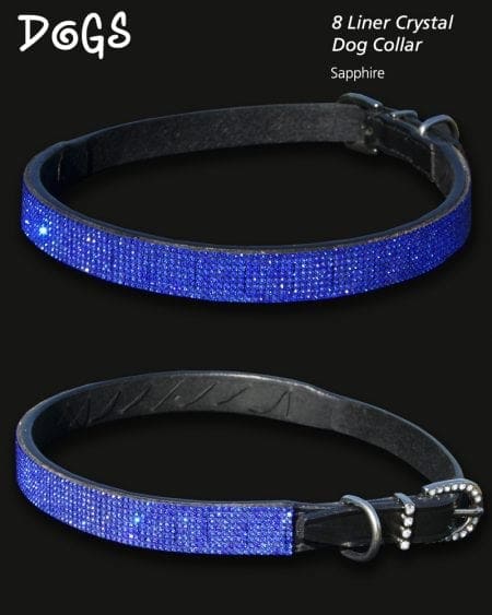 Sapphire Crystal Diamond Encrusted Dog Collar