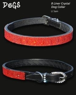 Siam Coloured Crystal encrusted dog collar