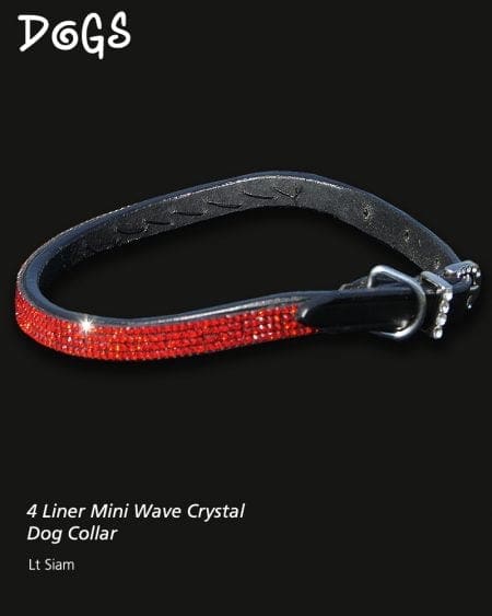 Siam Coloured Crystal Wave Dog Collar