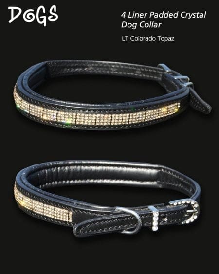 Topaz diamond 4 liner dog collar