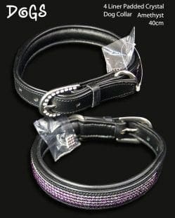 4 Liner Dog Collar Amethyst 40cm