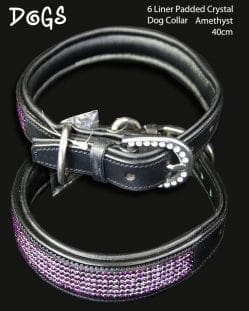 6 Liner Dog Collar Amtheyst 40cm