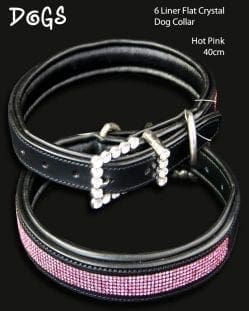 6 Liner Dog Collar Hot Pink 40cm