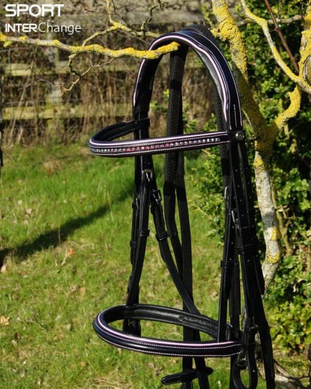 Baby Pink Black Leather English Bridle Main