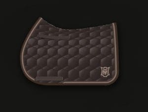 Brown Square All Purpose Saddle Pad with single rope trim and embroidered logo