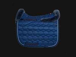 Blue Dressage Cotton Sheen Square Sheepskin Saddle Pad