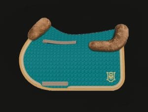 Teal Jumping Sheepskin Saddle Pad