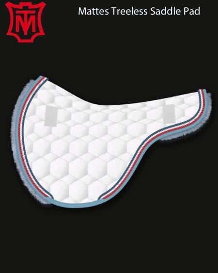 Treeless Cotton Sheen Saddle Pad White with Sheepskin
