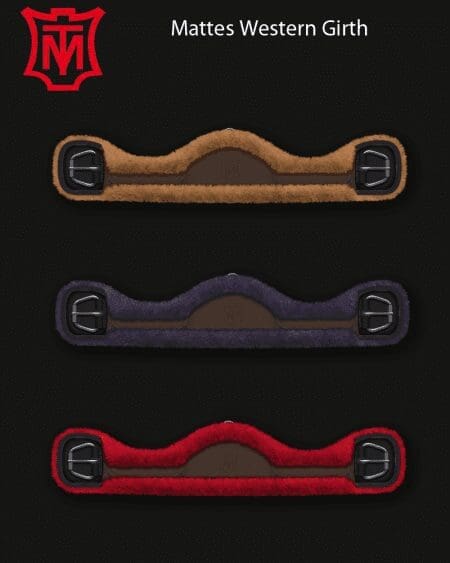 Mattes Brown Leather Western Asymmetric Sheepskin Girth