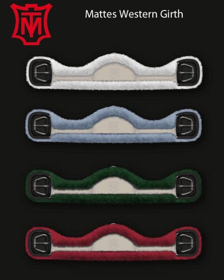 Mattes Cream Leather Western Asymmetric Sheepskin Girth